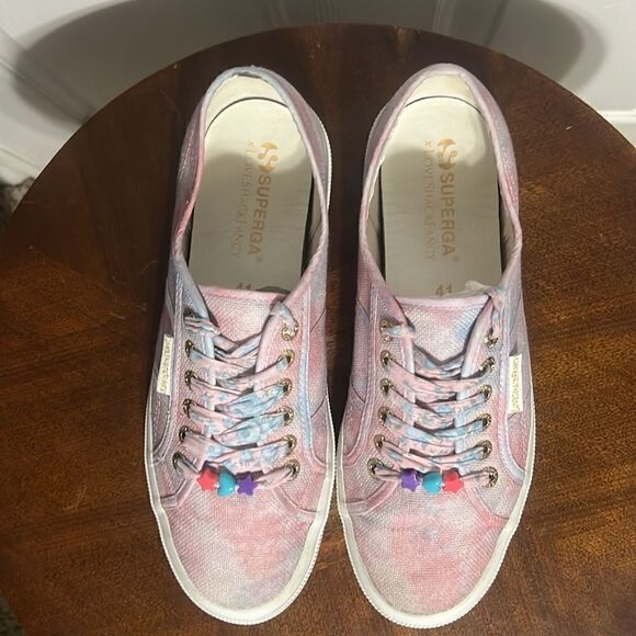 🔥 SUPERGA x LoveShackFancy Canvas Classic Sneaker Cotton Candy Sz 9.5 -PERFECT - Picture 5 of 13